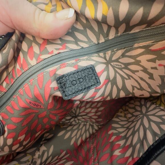 Lodis Siera Purse Genuine Black Leather Tote Bag, Luggage Pass-Through on Back - Picture 12 of 14